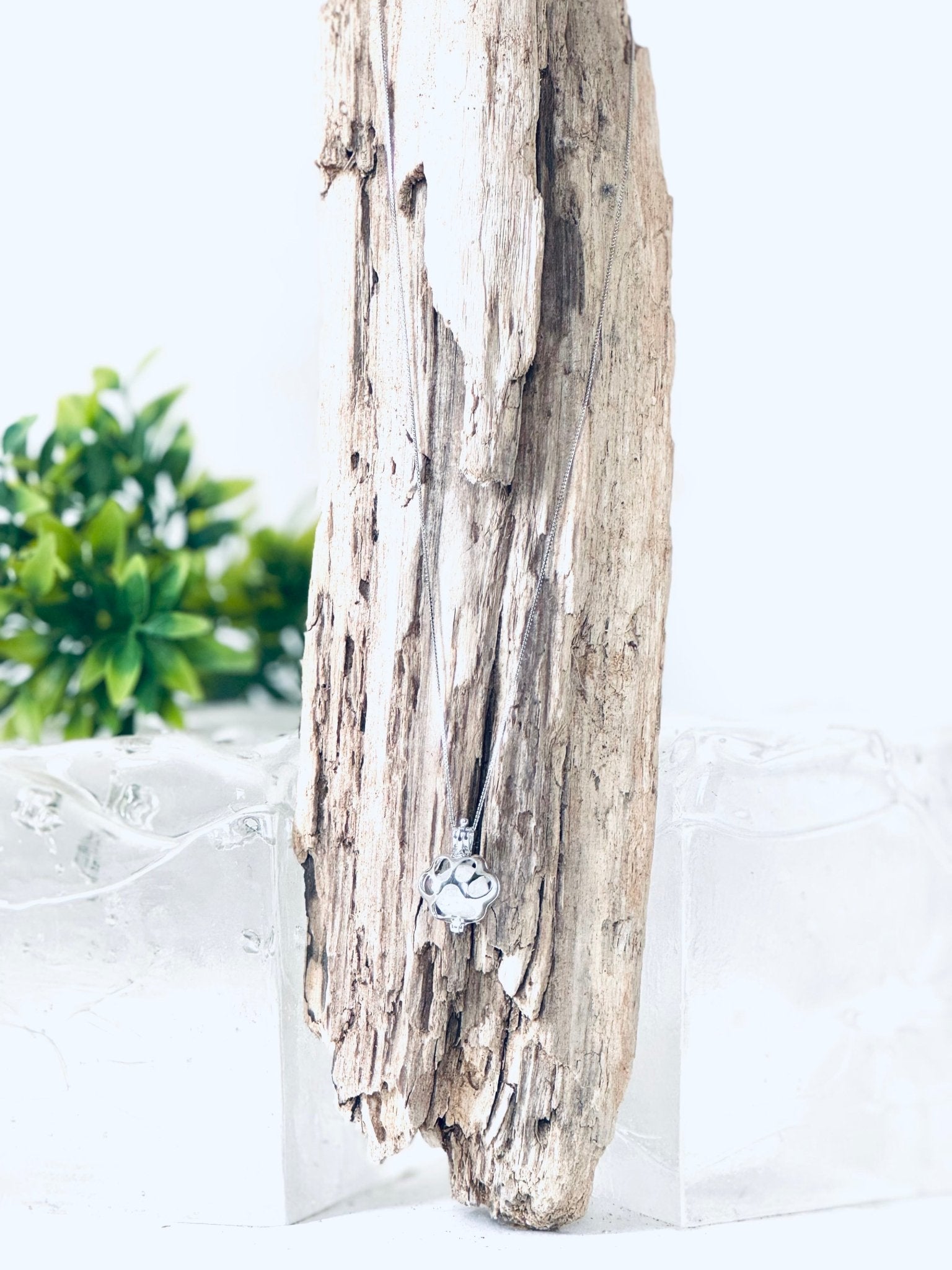Collier "Bille de mémoire" (patte d'animal) pour cendres funéraires - La Meduse - Verre soufflé