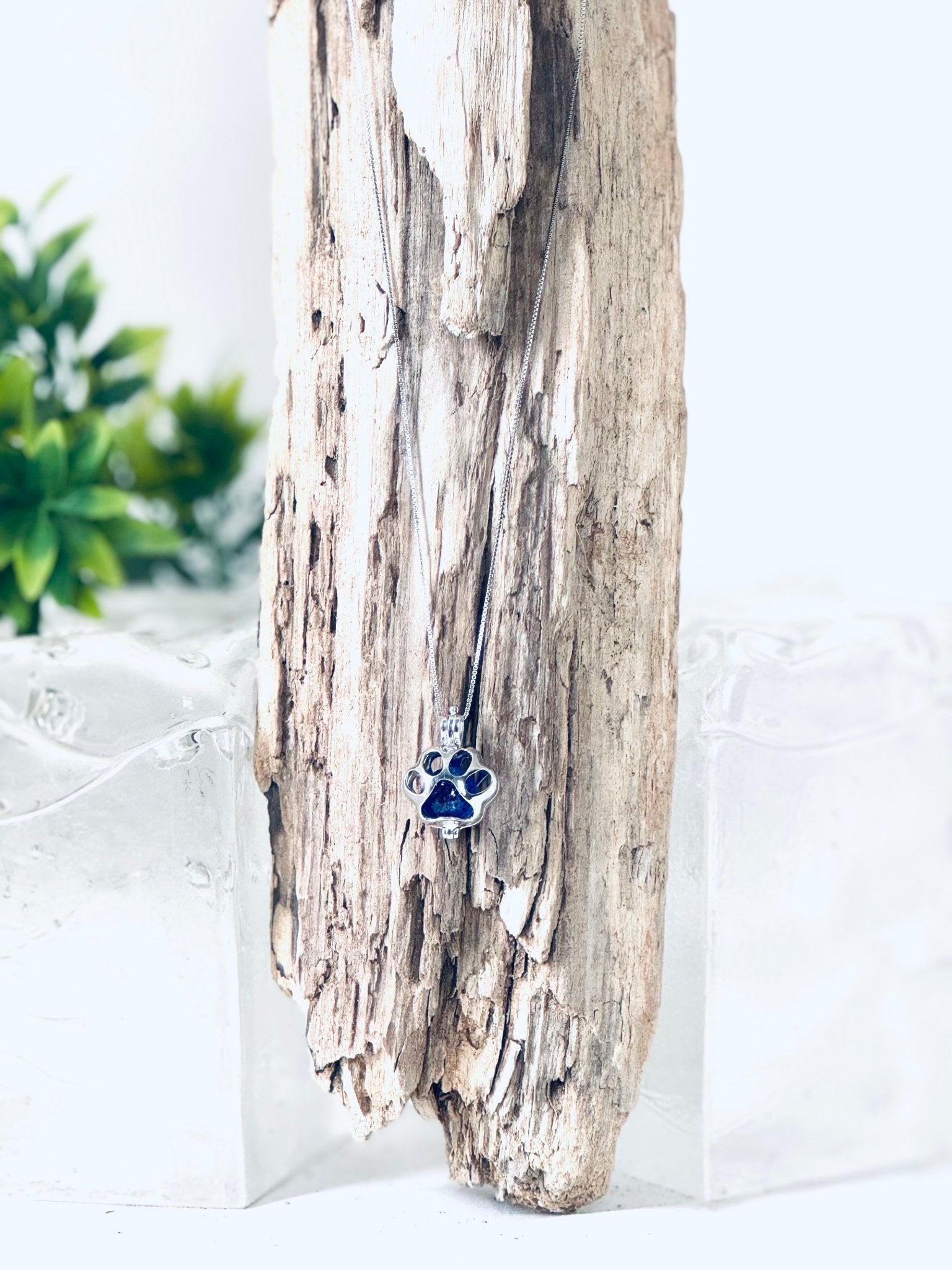 Collier "Bille de mémoire" (patte d'animal) pour cendres funéraires - La Meduse - Verre soufflé