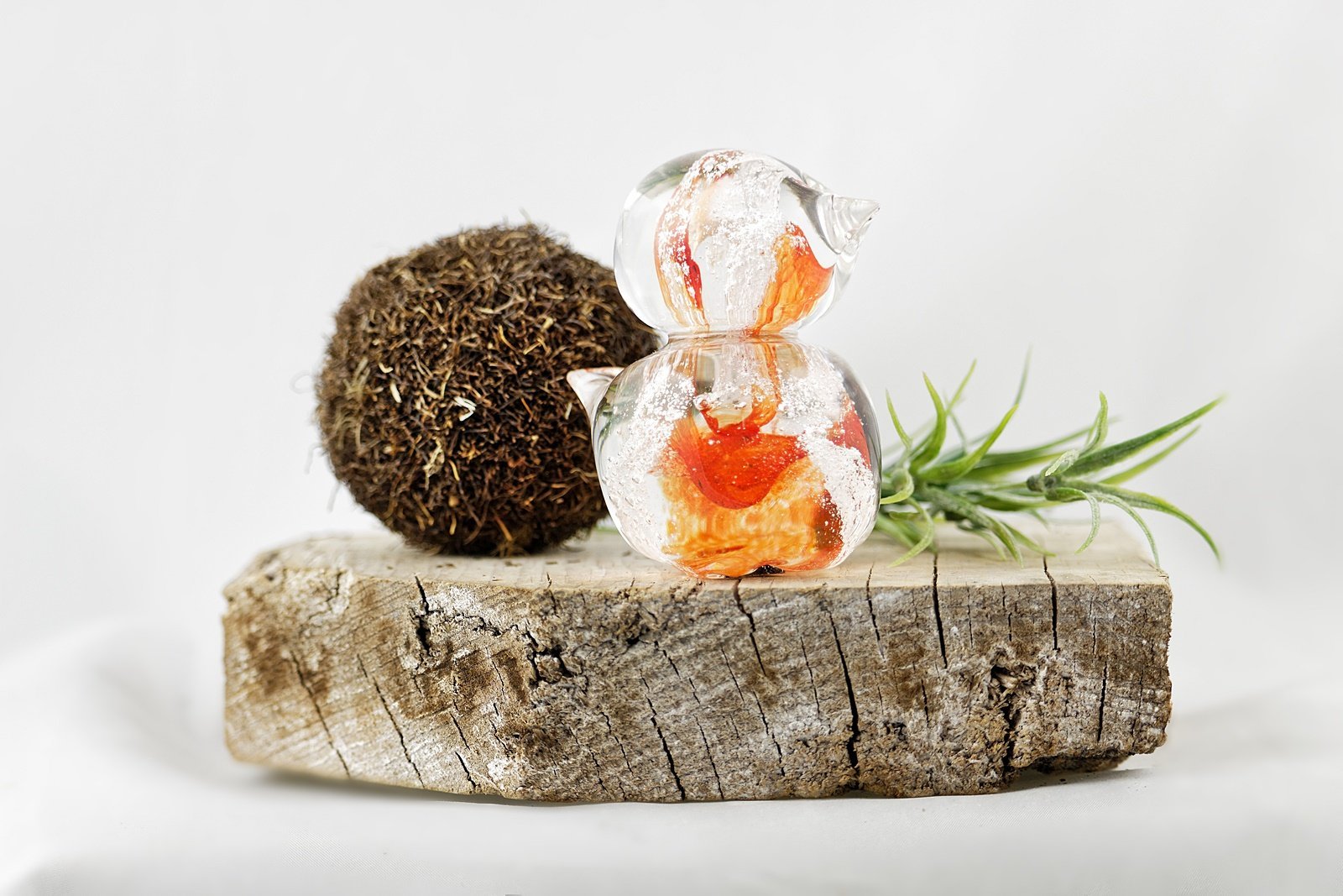 Oiseau en verre "Envol paisible" avec cendres funéraires - La Meduse - Verre soufflé