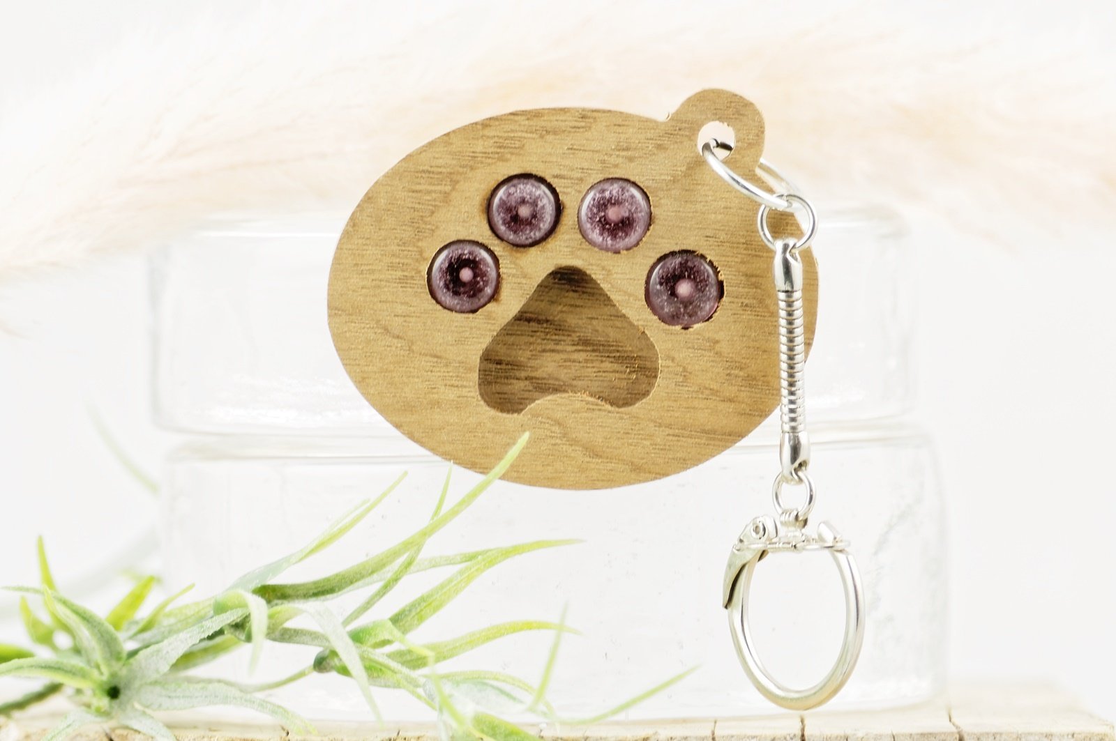 Porte-clefs Animal de compagnie avec cendres funéraires - La Meduse - Verre soufflé