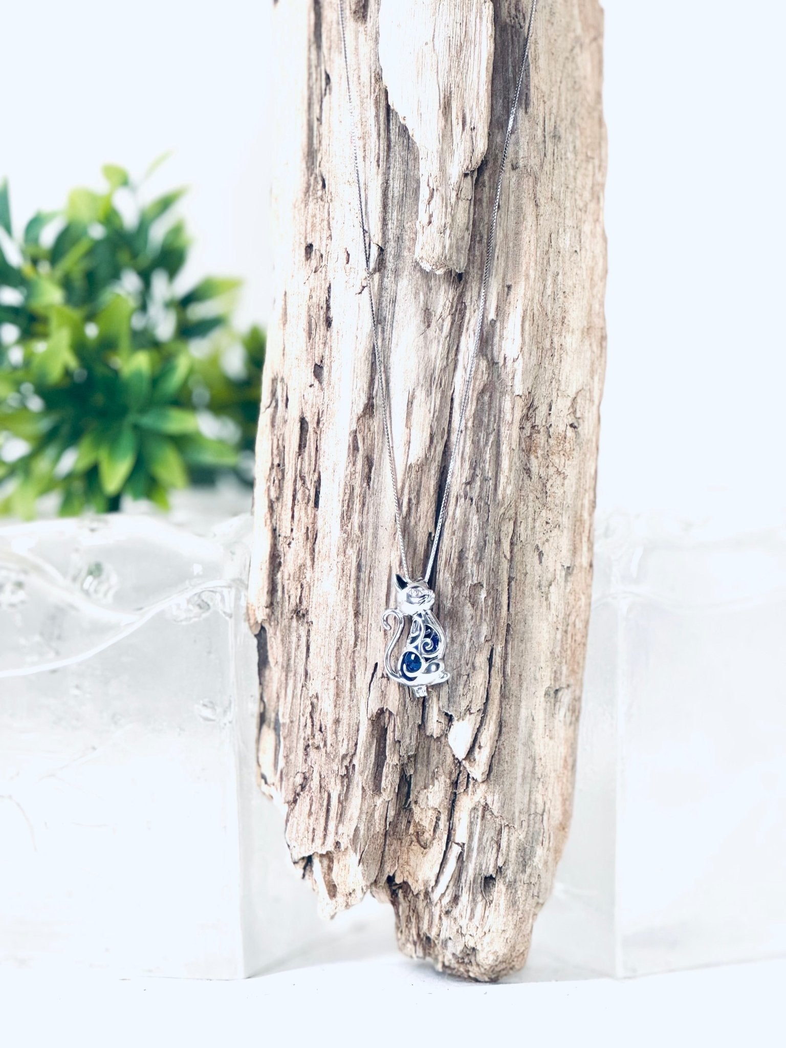 Collier "Bille de mémoire" (chat) pour cendres funéraires - La Meduse - Verre soufflé