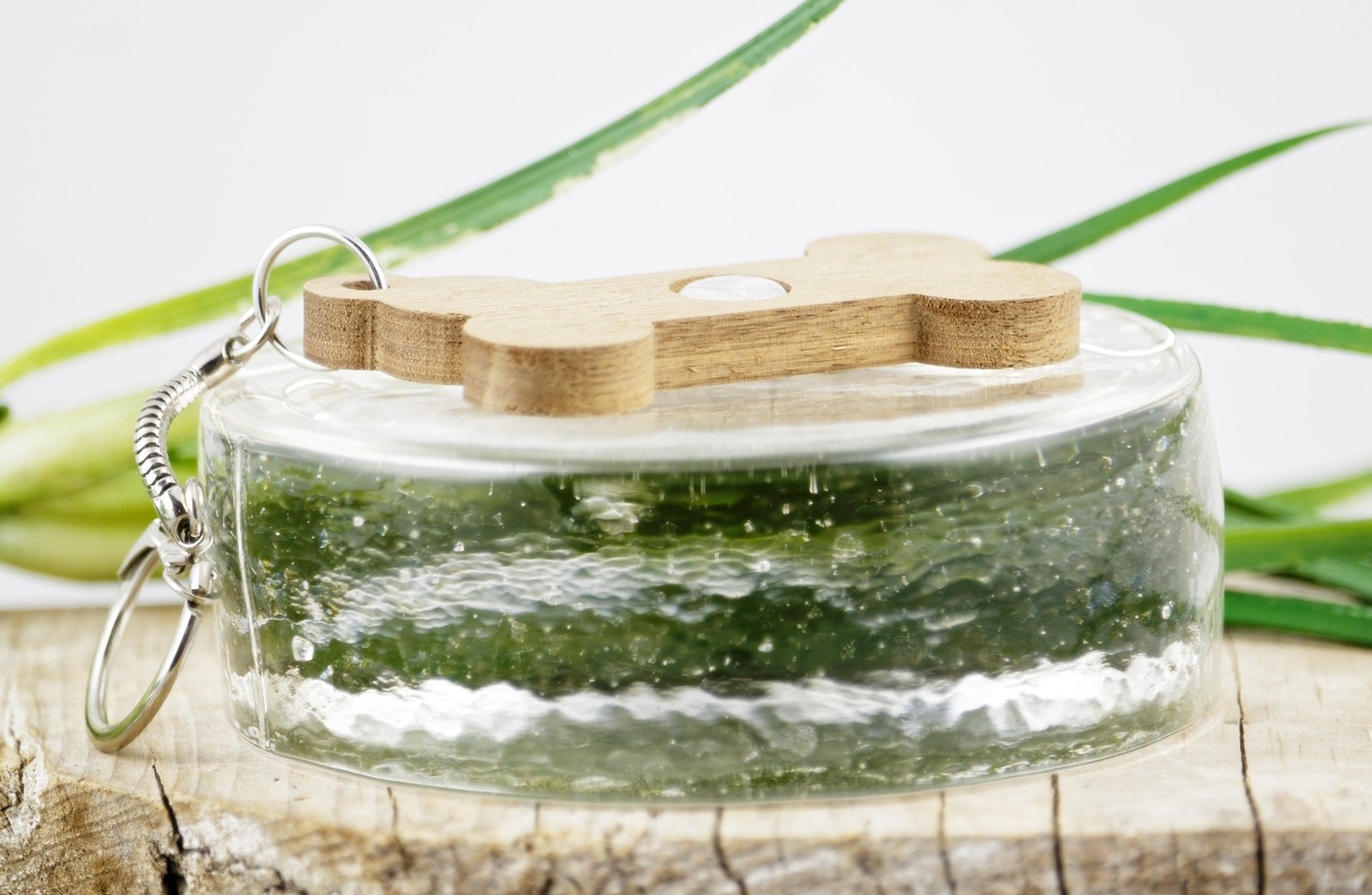 Porte-clefs Animal de compagnie avec cendres funéraires - La Meduse - Verre soufflé